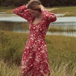 DǑEN Clarence Oak Bluffs Floral Red Dress in XS